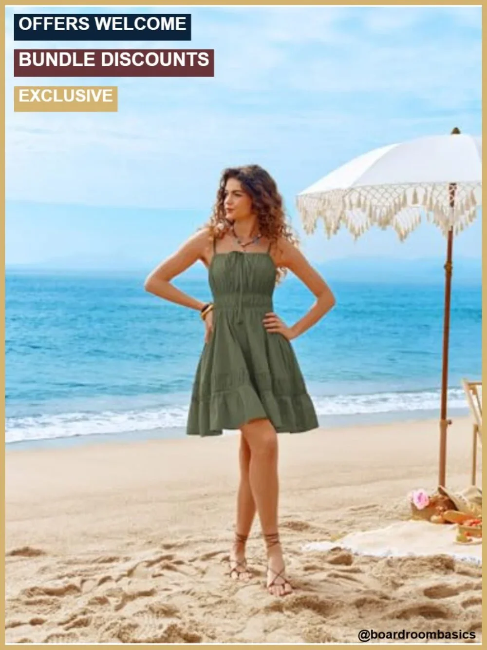 Sleeveless Mini Sundress with Pockets, Smocked Backless A-Line